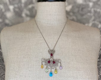 Chandelier Necklace with Gemstone Drops