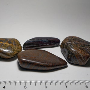4 Medium Polished Tumbled Banded Irons - Genesis Stone - Wyoming Banded Iron - BIF - Seer Stone - Banded Iron - Tiger Iron - 13.4oz/380g