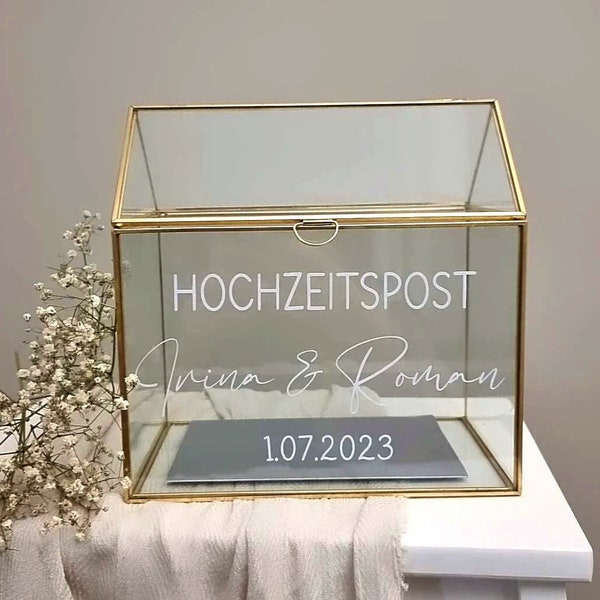 Wedding box for cards | Glass card box for money gifts | Wedding post | Glass box wedding | Money gift box for cards wedding | box