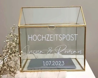 Hochzeitsbox für Karten | Glaskartenbox für Geldgeschenke | Hochzeitspost | Glasbox Hochzeit | Geldgeschenk Box für Karten Hochzeit | Box