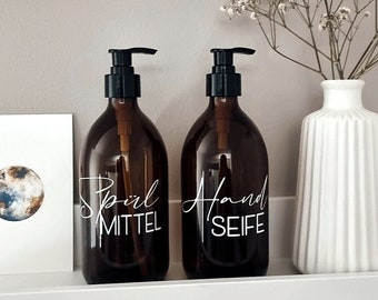 Soap dispenser | personalized | Glass bottles | dishwashing liquid | Hand soap | Inauguration | bathroom | Kitchen | Gift idea | Brown glass | refillable