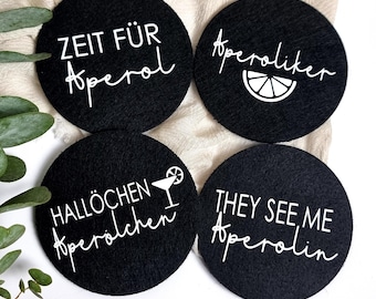 Aperol felt coasters | round & customizable | Gift for Aperol lovers | Sayings coasters | Table decoration and gift idea