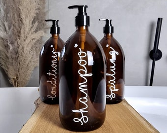 Dispenser 1000ml | Shampoo bottle | Glass bottle | order | household | Inauguration | bathroom | Shower | Gift idea | Brown glass | refillable