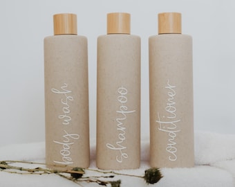 Flaconi dispenser personalizzati | Dispenser di sapone per bagnoschiuma, shampoo e balsamo | Flaconi ricaricabili per il bagno | Idea regalo