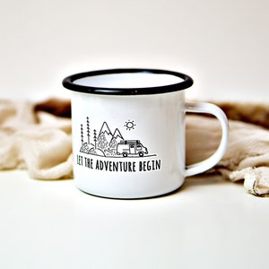 Mug Personalized Adventure | Enamel mug Camper | 300ml coffee mug | Camping | gift idea | birthday | Family Holidays | Adventure