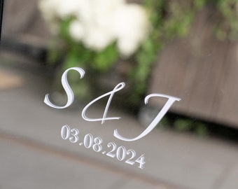Personalized mirror sticker | Initials & Date | Vinyl sticker | Wedding decoration | plot | Wedding welcome sign | Lettering