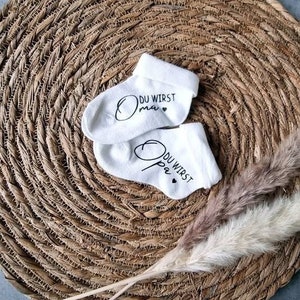 Zwangerschap aankondigen • Sok • Je wordt vader, oma, opa, tante • Zwanger • Cadeaudoos • Babysok • Nieuwe baby • Babysokjes