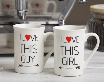 Boyfriend/Girlfriend Mug Set | Gift idea engagement | Anniversary | Wedding Day | gift for her | Personalized Ceramic Mugs | Girl/Guy
