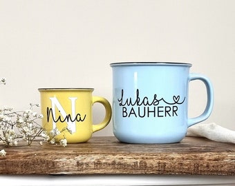 Cup personalized | Enamel look | 400ml coffee cup | 150ml espresso cup | Cup with name | Mug ceramic | Gift idea | Birthday