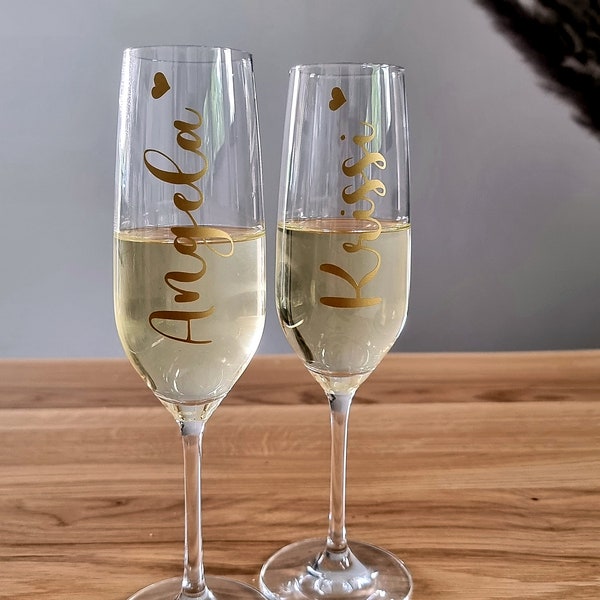 Verre à champagne personnalisé avec le texte de votre choix | mariage | mariée | JGA / Anniversaire | Cadeau personnalisé | demoiselle d'honneur | boîtes | idée