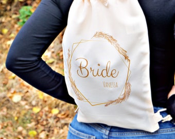 Bolsa de gimnasio JGA personalizada con nombre | Bolsa de novia para novias y equipo | Idea de regalo para despedida de soltera | Bolsa de gimnasio de yute | Bolsa de novia JGA