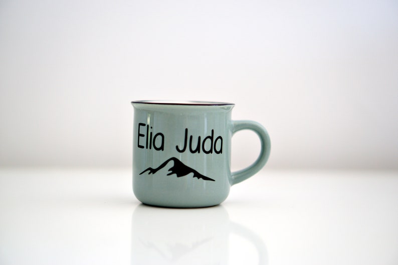 mug personalized Enamel look 300ml coffee mug 125ml espresso cup Cup of mountain love, hiking, travel, outdoor, wanderlust, camp image 7