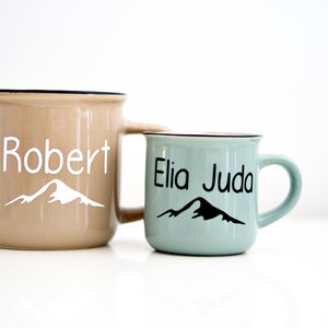 mug personalized Enamel look 300ml coffee mug 125ml espresso cup Cup of mountain love, hiking, travel, outdoor, wanderlust, camp image 6