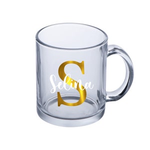 Personalized coffee mug | Glass teacup personalized with your desired name | Gift idea | Birthday | Christmas
