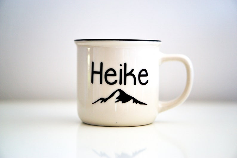 mug personalized Enamel look 300ml coffee mug 125ml espresso cup Cup of mountain love, hiking, travel, outdoor, wanderlust, camp image 4