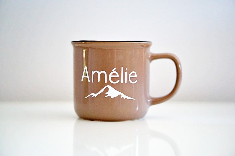 mug personalized Enamel look 300ml coffee mug 125ml espresso cup Cup of mountain love, hiking, travel, outdoor, wanderlust, camp image 3