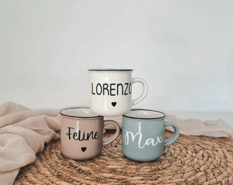 Tazzina da caffè personalizzata | Aspetto smalto | Espresso | 125ml| Coppa con nome | Tazza in ceramica | Idea regalo | compleanno | Coppa per bambini