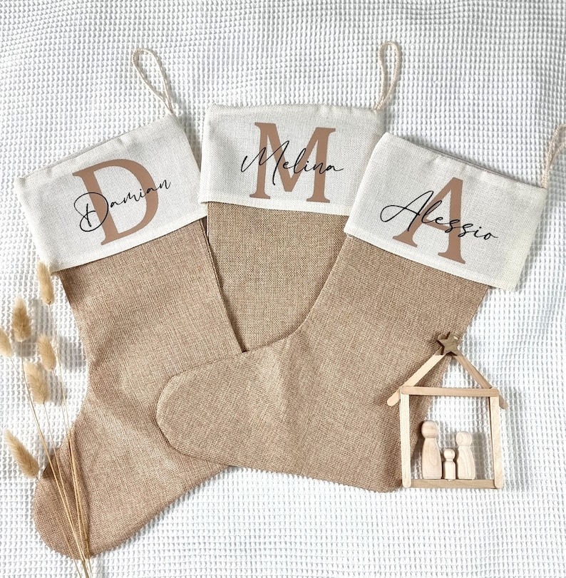 Nikolausstrumpf personalisiert mit Name & Buchstabe | Stiefel zum befüllen | Socke vom Nikolaus | Nikolausgeschenk personalisiert Bild 2
