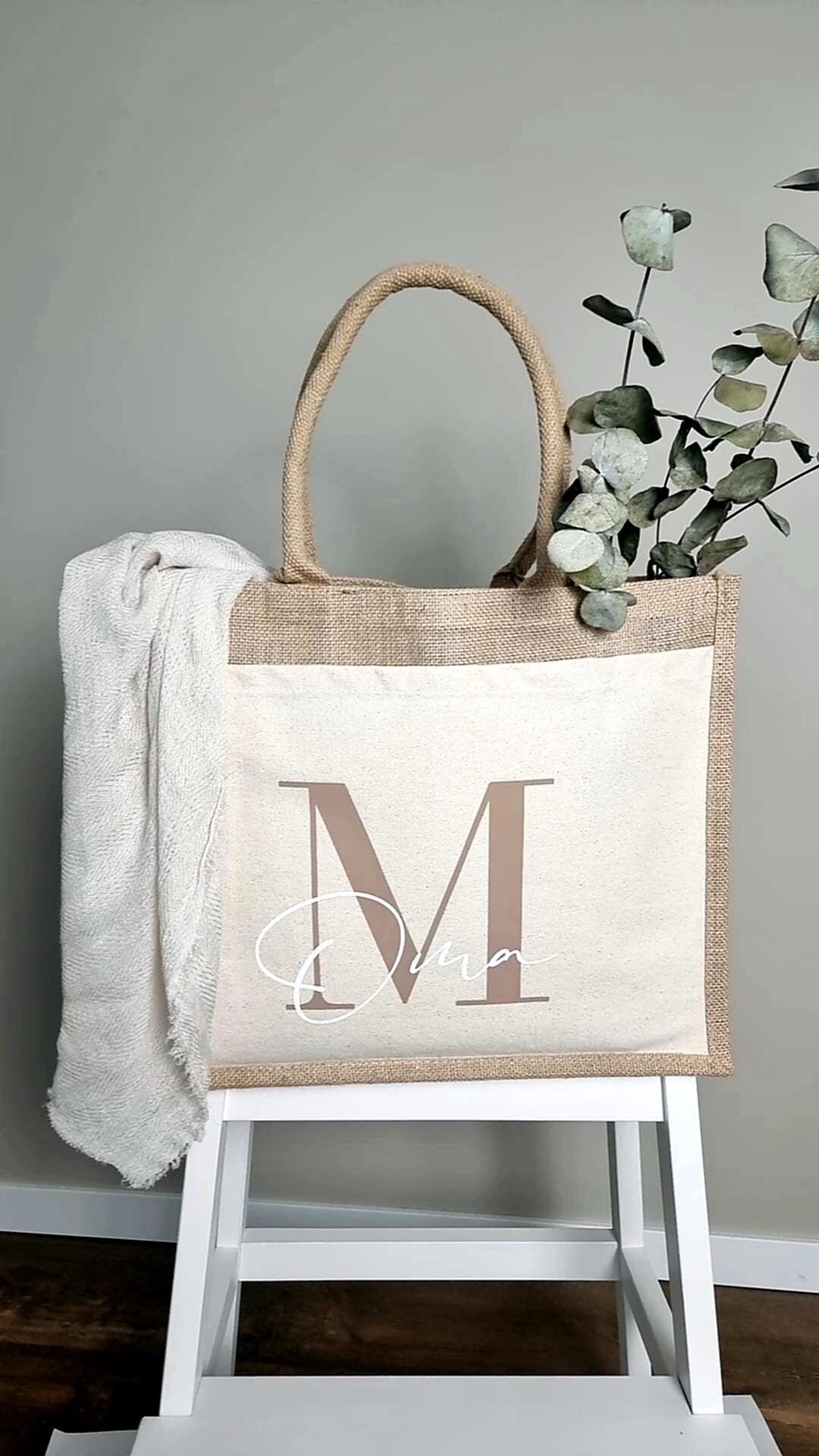 Borsa in juta personalizzata con iniziale e nome Borsa della