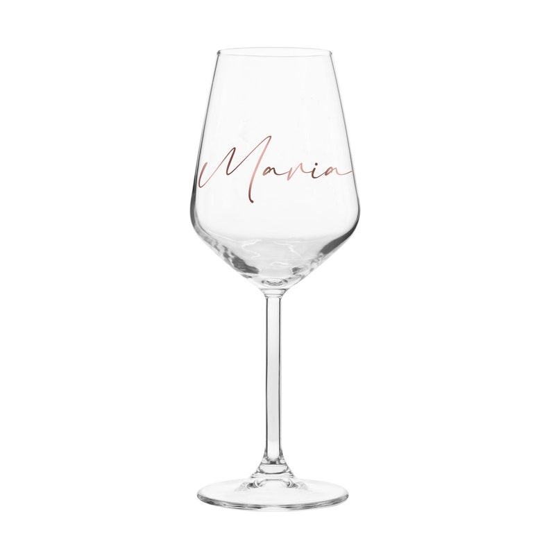 Personalisiertes Weinglas mit Namen Glas mit Wunschtext Geschenkidee JGA Hochzeit Geburtstag Muttertag Weihnachten Feier Ouro rosa