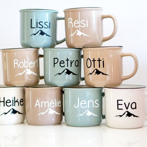taza personalizada | Mirada de esmalte | Taza de café de 300 ml | Taza de espresso de 125 ml | Taza de amor de montaña, caminatas, viajes, actividades al aire libre, pasión por los viajes, campamento