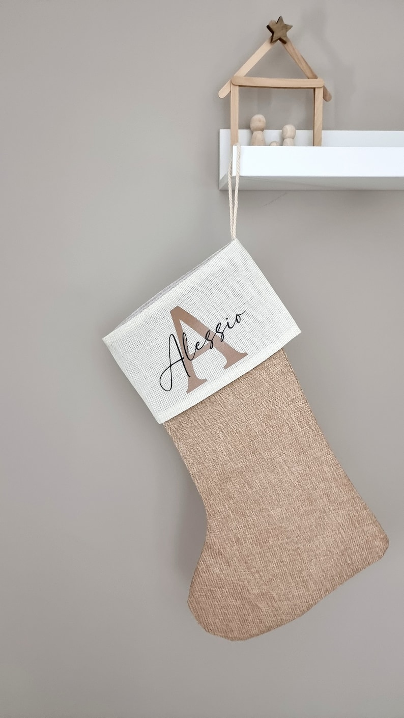 Nikolausstrumpf personalisiert mit Name & Buchstabe | Stiefel zum befüllen | Socke vom Nikolaus | Nikolausgeschenk personalisiert Bild 1