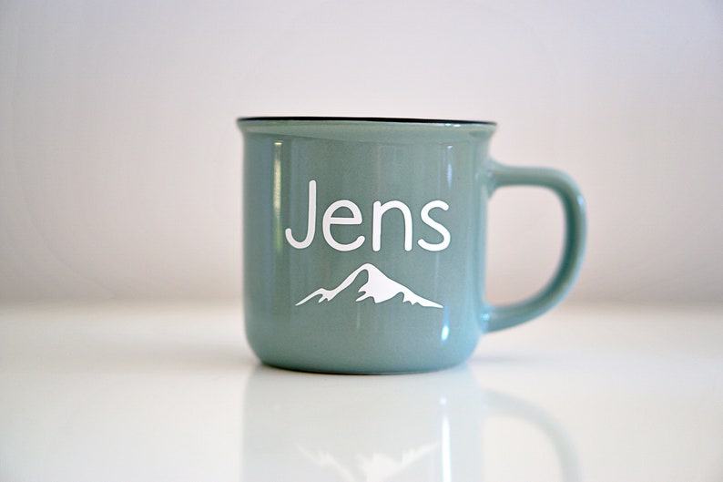 mug personalized Enamel look 300ml coffee mug 125ml espresso cup Cup of mountain love, hiking, travel, outdoor, wanderlust, camp image 5