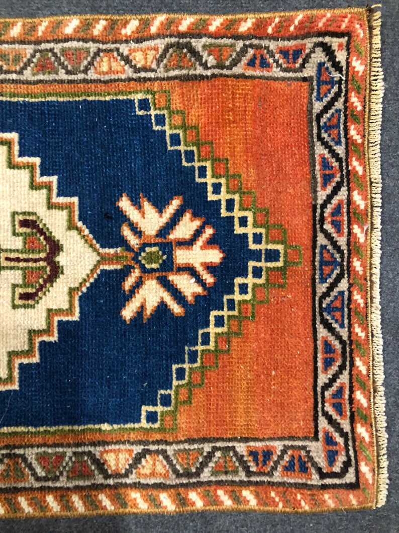 Turkish Small Rug 1/'6 x 3/' ft Bathroom Small Rug Mini Ushak Rugs Doormats Hand Knotted Small Rugs Rug Pads Entrway Small Rugs !