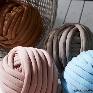 Cotton Chunky Yarn | Tube Yarn Made With 100% Organic Cotton | Supplies for Throw Blanket, Rugs, Pillow, Pet Bed and more