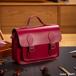 Kit de costura de cuero para bolsos de mano / Excelente idea de regalo para hacer su propio bolso Cambridge con piezas de cuero precortadas, juego de herramientas y tutorial en línea