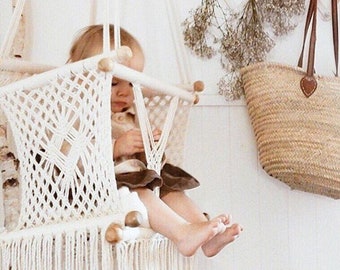 Macrame Baby Swing Chair | Homemade Hanging Baby Swing Chair, A Stylish Design Hanging Swing For Your Baby To Remain Safe Off The Ground