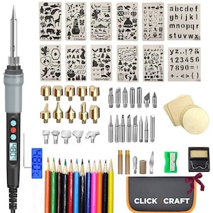 Kit de chauffage au bois 80pcs, ensemble de pyrographie de stylo