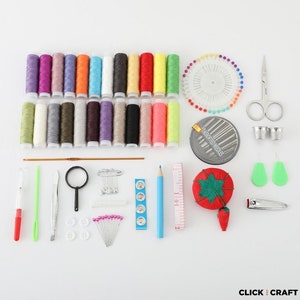 Craft Sewing Kit | Over 132 pcs including a wide range of 24 thread colours and everything you need to get started