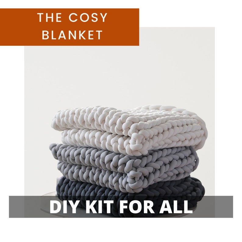 Craft Kit Chunky Yarn Learn Arm Knitting with our Blanket DIY Kit including Video Tutorial Choice of 14 Tube Yarn Colours image 1