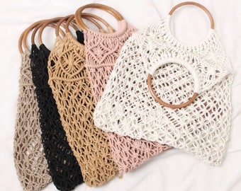 Handmade Hand Bag | Medium Macrame Tote Bag for Beach Parties to Carry Your Essentials