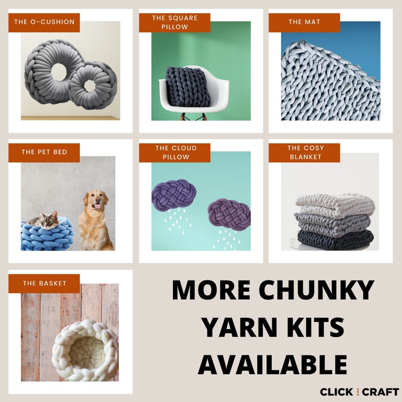 Craft Kit Chunky Yarn Learn Arm Knitting with our Pillow DIY Kit including Tutorial Video & Range of 14 Tube Yarn Colours Free Shipping image 8