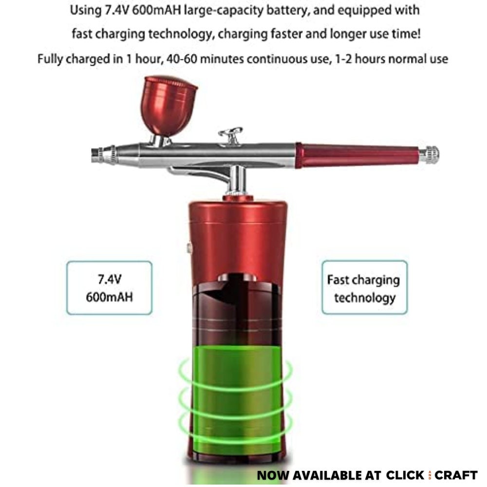 Kit Aerografo Portatile Senza Fili - Compressore Ricaricabile Per Decorazioni, Rosa - Foto 3