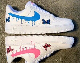 white air force ones butterfly