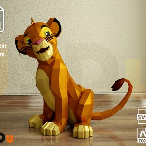 Simba Papercraft, DXF, SVG, Cameo, Cricut Maker, Simba Lion Lowpoly ...