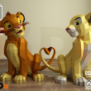 Simba Papercraft, DXF, SVG, Cameo, Cricut Maker, Simba Lion Lowpoly ...