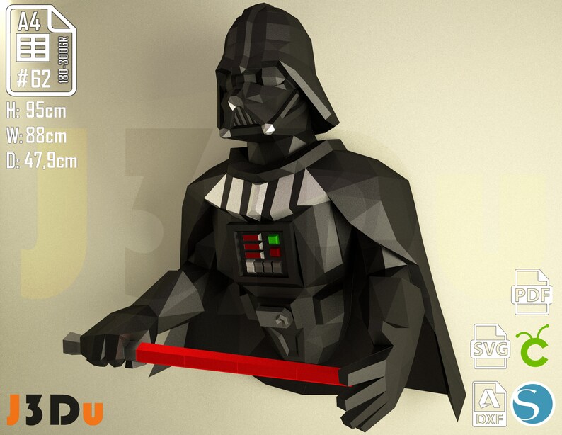 Darth Vader Wall Papercraft PDF Dxf Cameo SVG Cricut Maker - Etsy Australia