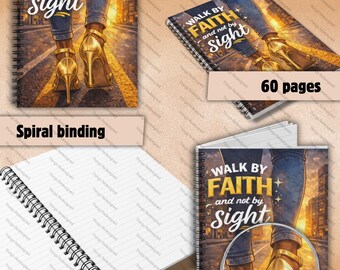 Quaderno a spirale Walk by Faith | Diario cristiano motivazionale 6x8 | Quaderno della fede | Diario delle Scritture | Regalo per lei