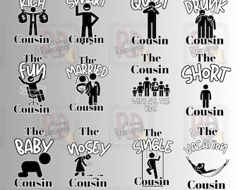 Pacchetto di magliette divertenti per cugini | Download digitale SVG PNG