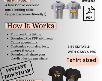 Pacchetto di design per magliette di coppia | Modelli Canva modificabili | Magliette per lui e per lei | Coppia abbinata SVG PNG | Download digitale