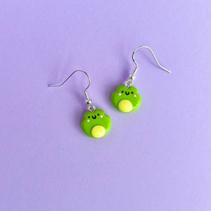 frog dangle earrings cute cottagecore handmade polymer clay earrings image 4