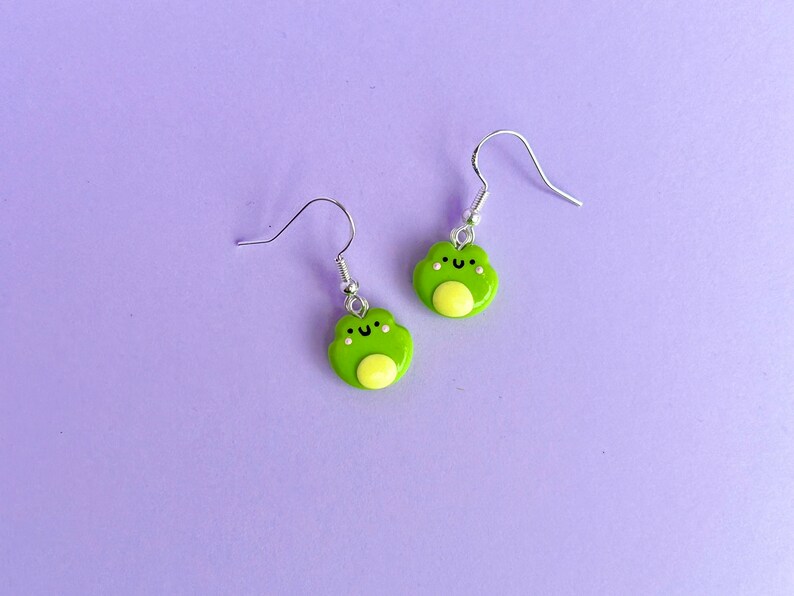 frog dangle earrings cute cottagecore handmade polymer clay earrings image 4