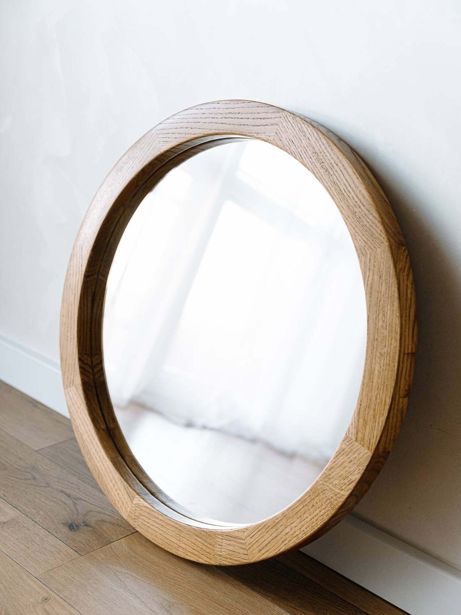 Round Mirror Decor Made of Wood Oak Frame.peruvian Etsy