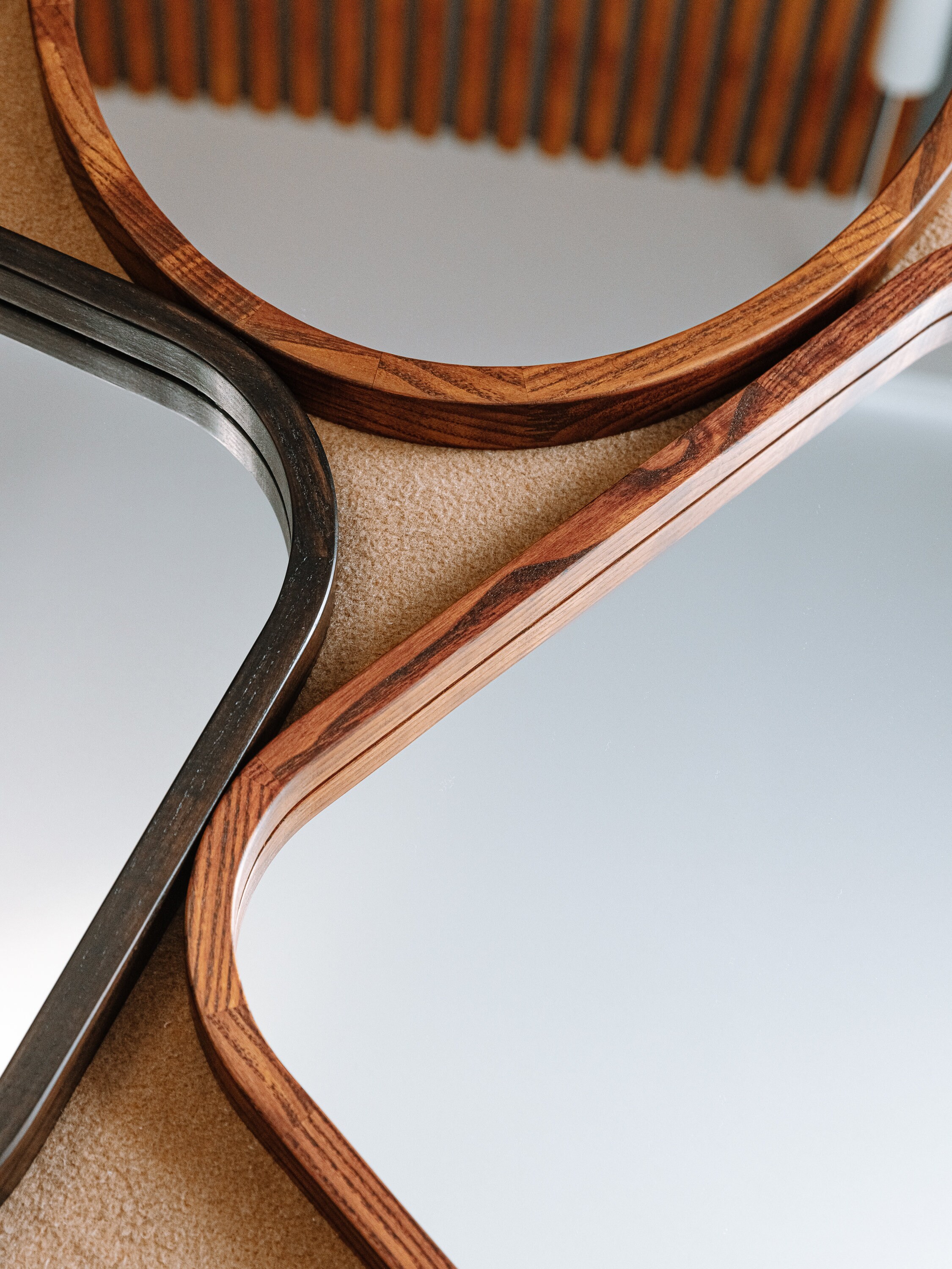 Geometric mirror in a wood framed mirror style.Asymmetrical Etsy