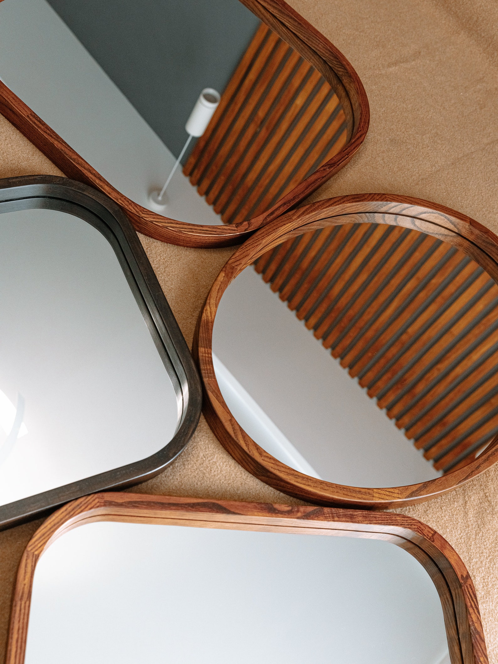 Geometric mirror in a wood framed mirror style.Asymmetrical Etsy