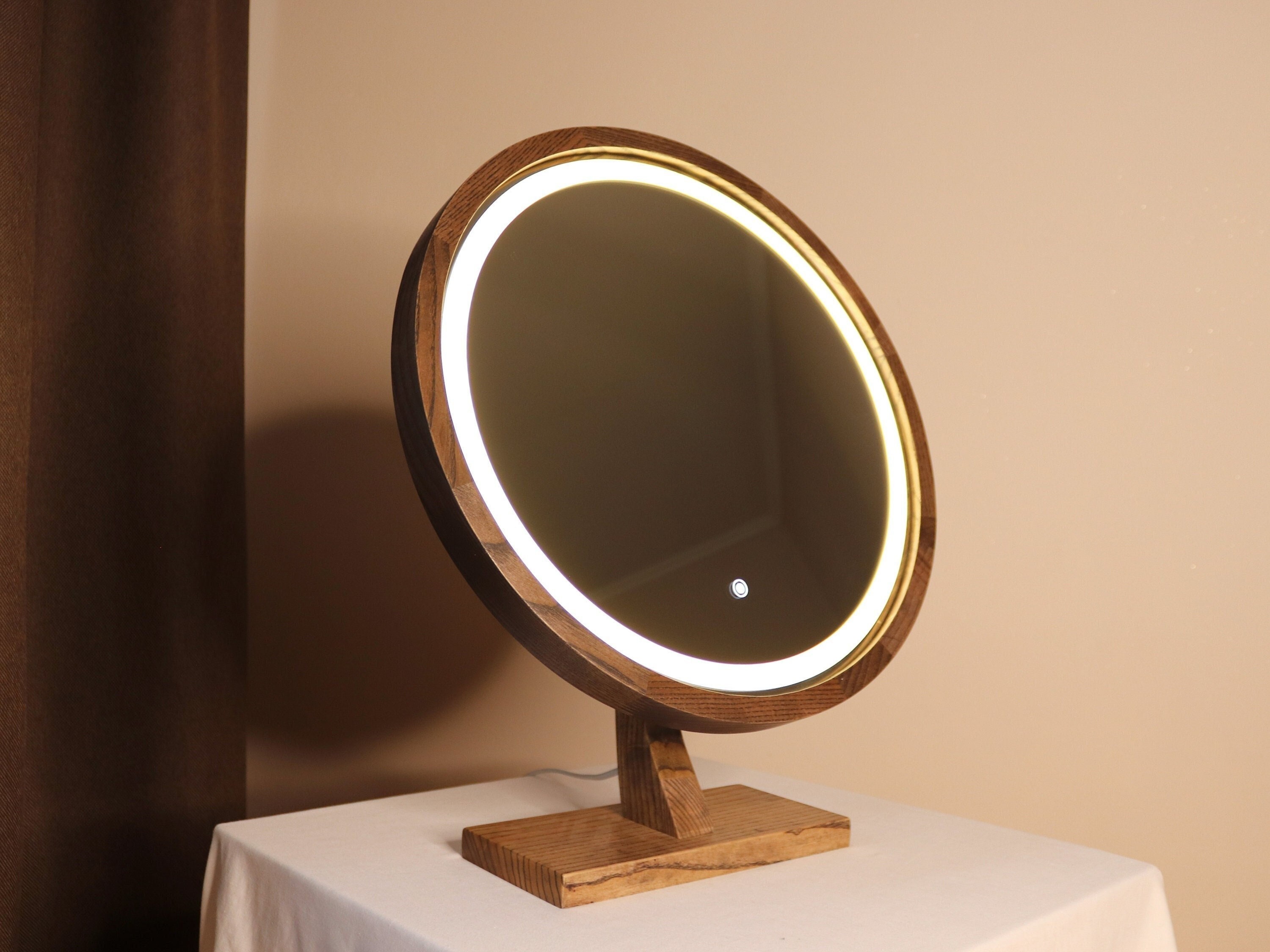 3sided Led Lighted Mirror Standup Folding Triptych Makeup With